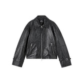 Women's Textured Moto Leather Jacket